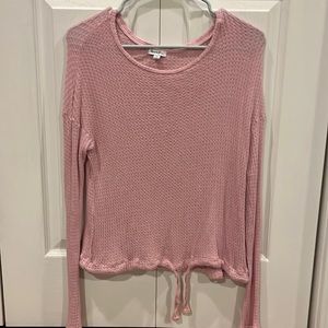 Pink Cropped Long Sleeve Shirt